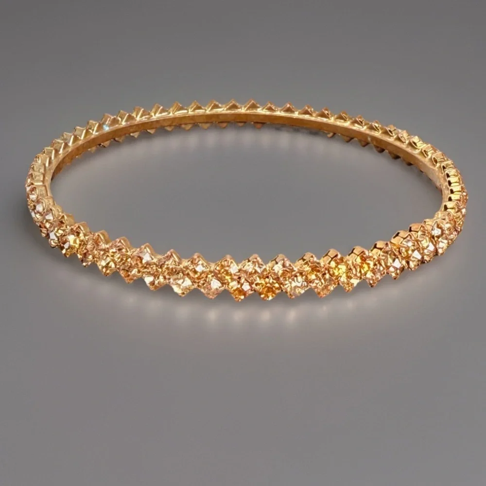 Vintage Amber Colored Crystal Stacking Bangle Bracelet